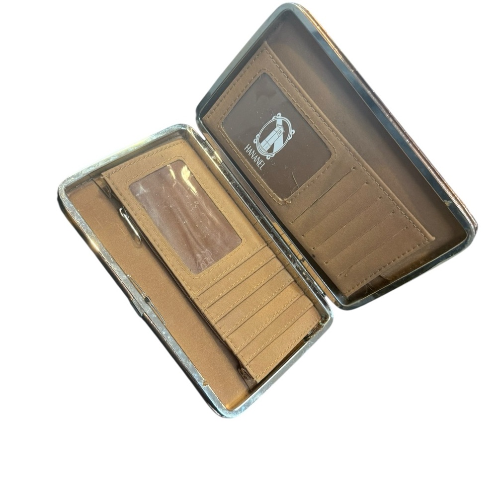 Y2K Copper Colored Crocodile Embossed Wallet Clutch with Rhinestone Cross - Picture 3 of 6
